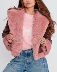 Pretty Garbage - Faux Suede Shearling Jacket