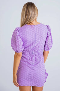 Karlie - Eyelet Circle Side Ruffle Dress