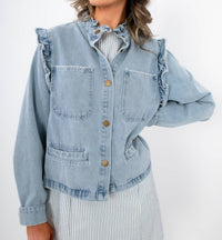 Fate - Ruffle-trim Denim Jacket