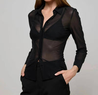 L'Agence - Indiana Fitted Mesh Blouse
