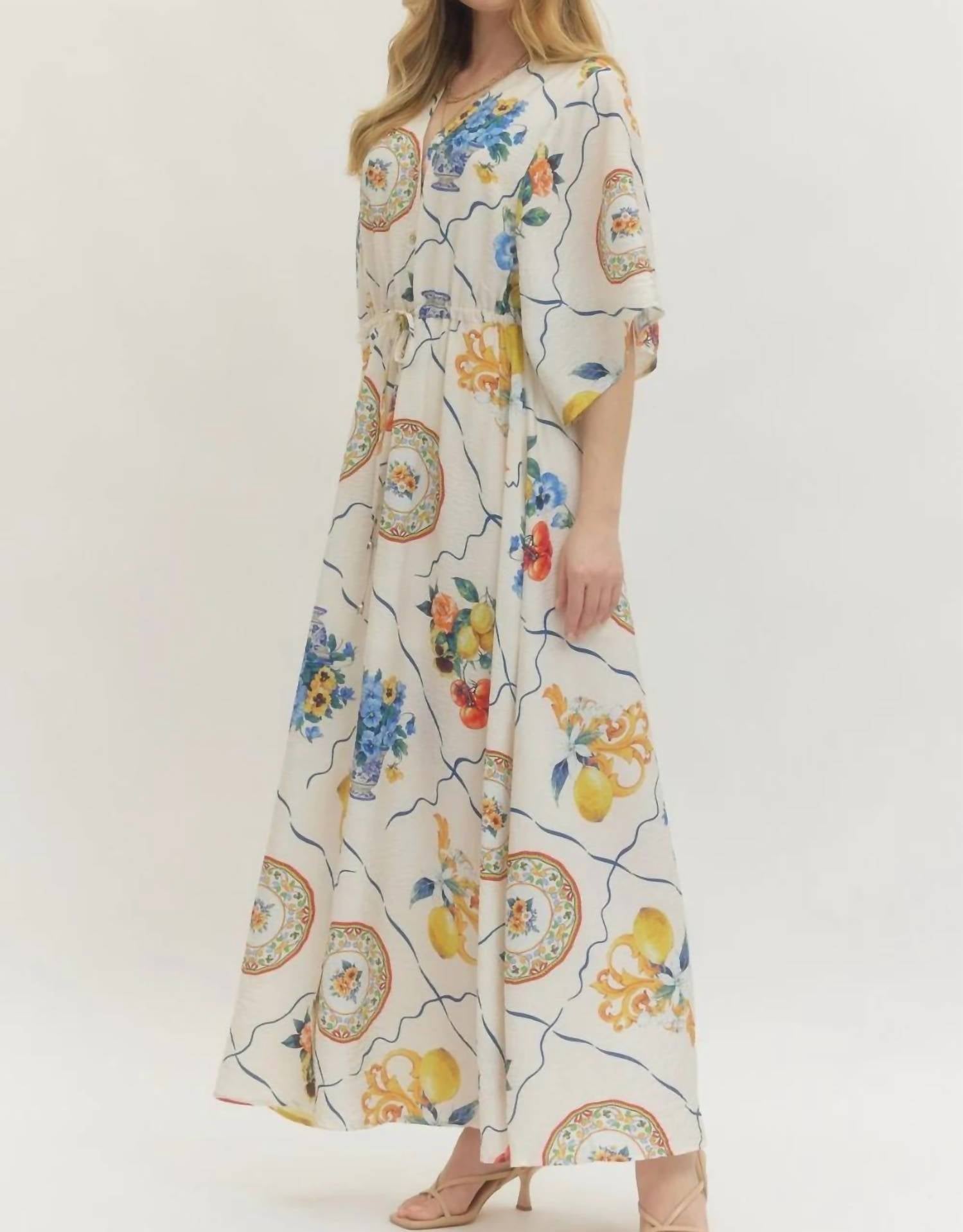 Entro - Print Short Sleeved Maxi Dress