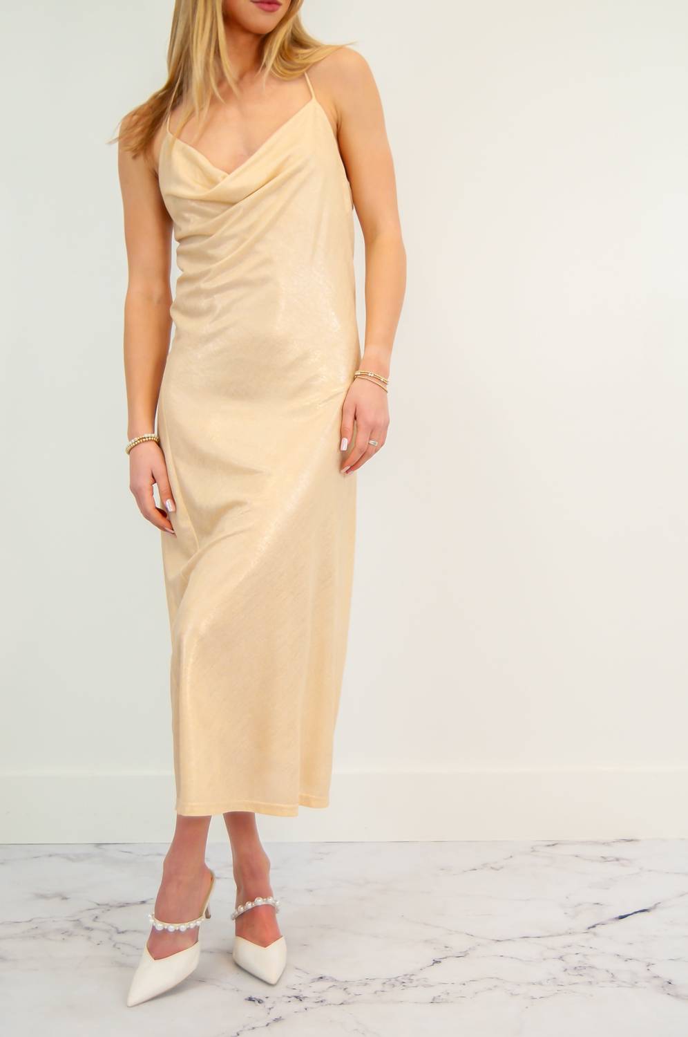 Glam - Sophia Drape Neck Slip Dress
