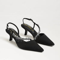 Sam Edelman Women's Bonnie Slingback Pump Shoe in black satin - women's heels