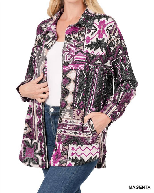 Zenana - Aztec Oversized Shacket