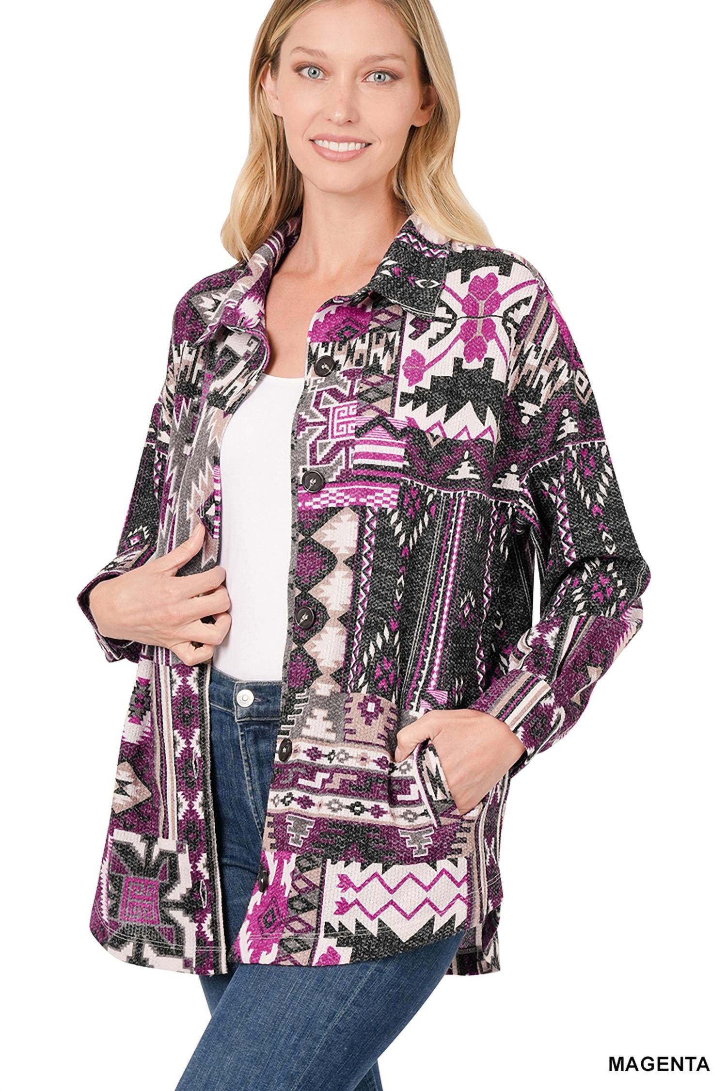 Zenana - Aztec Oversized Shacket