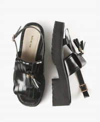 ALL BLACK Women's Kiltie Tassel Lugg Sandals in black - women's sandal - alternate view