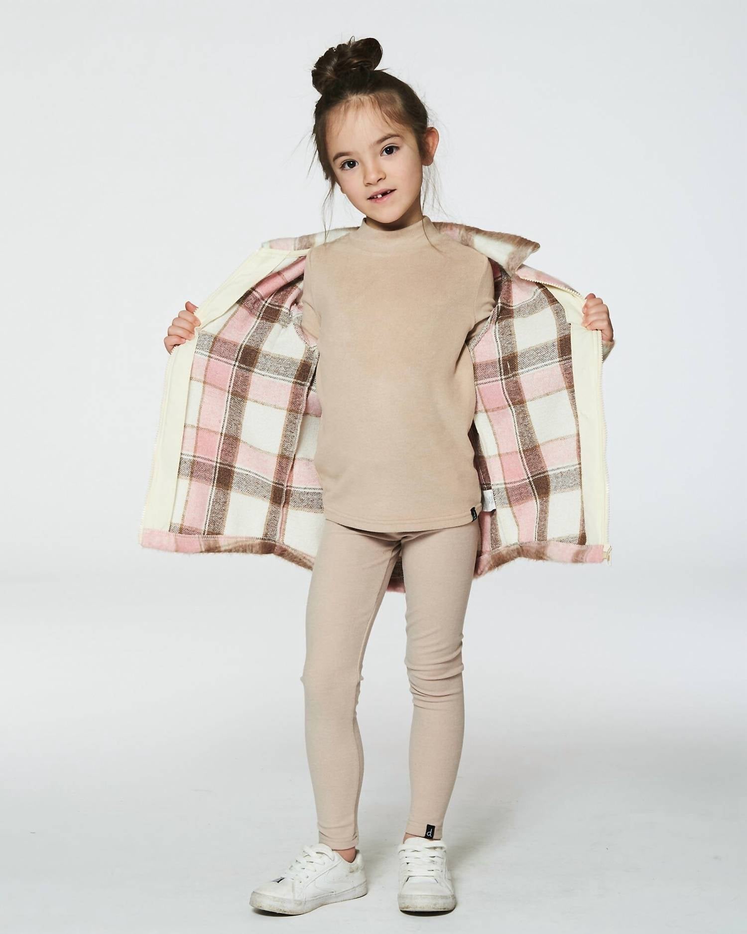 Deux Par Deux - Girls' Brushed Rib Mock Neck Long Sleeve Top