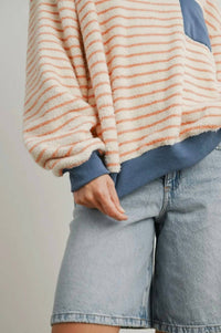 Buttermelon - Striped Oversized Crewneck Long Sleeve Sweater