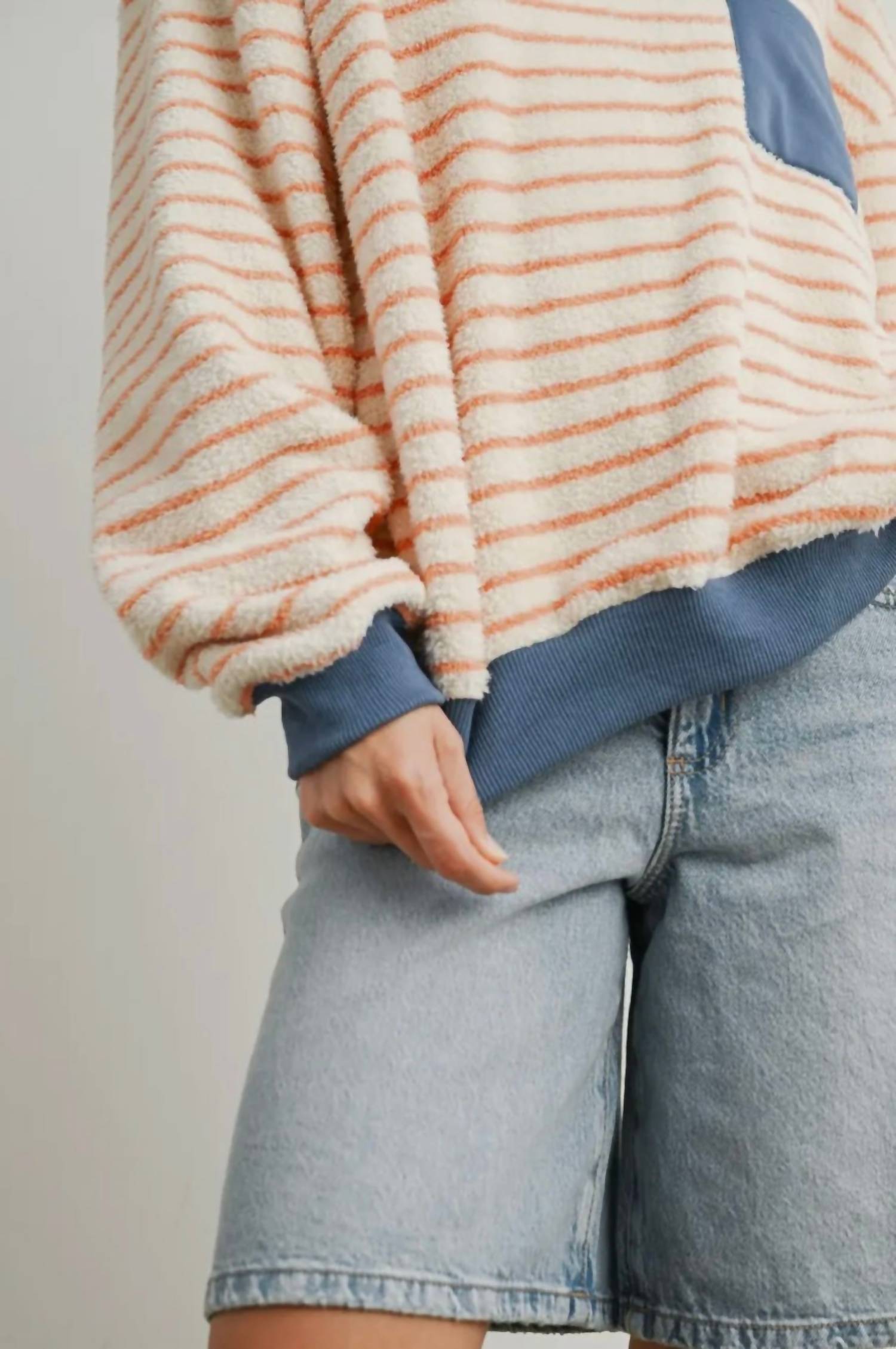 Buttermelon - Striped Oversized Crewneck Long Sleeve Sweater