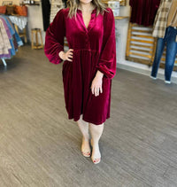 Vine & Love - Velvet Rose Babydoll Midi Dress