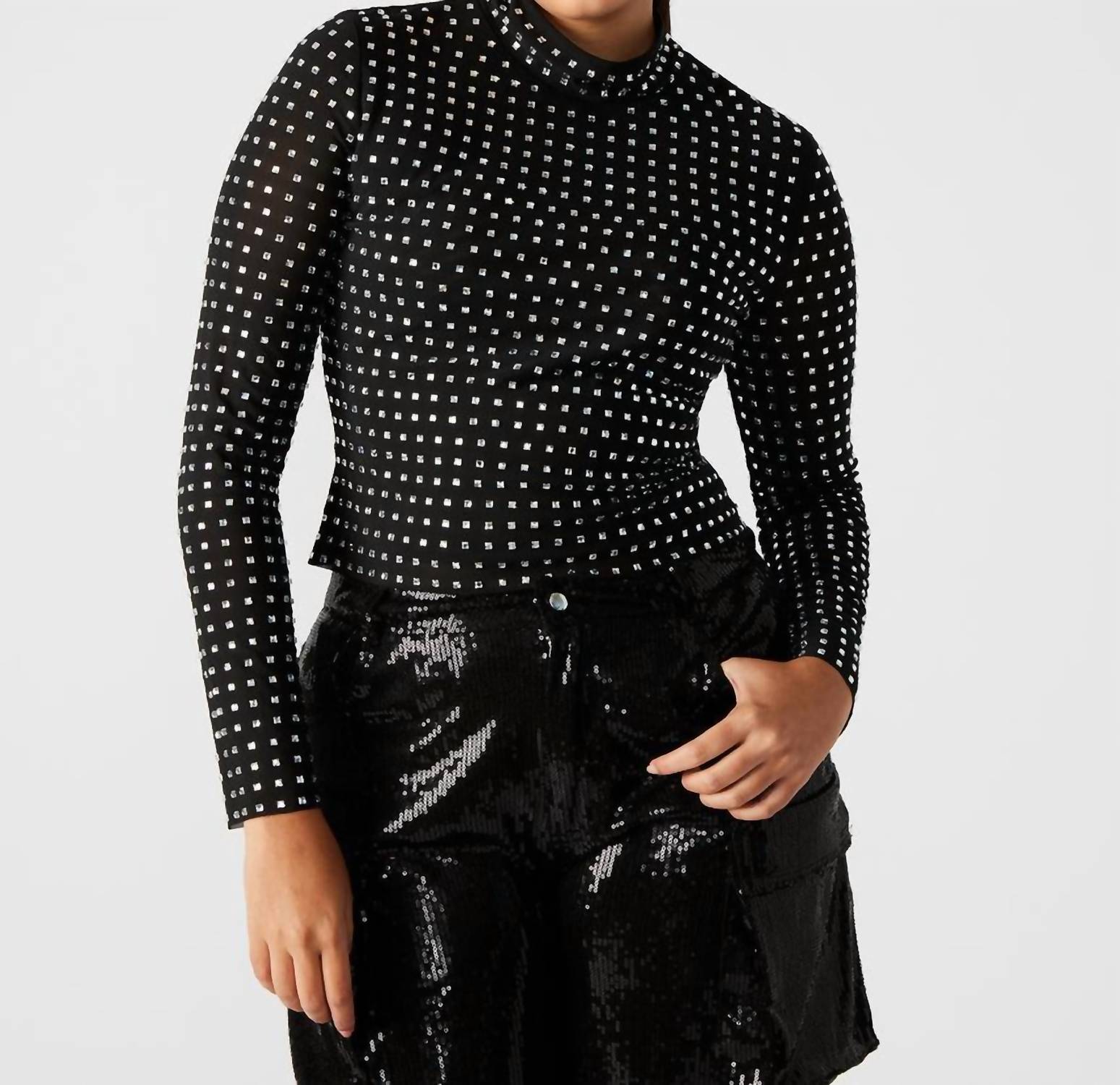 STEVE MADDEN Melvina Top in black - women's long sleeve top - alternate view