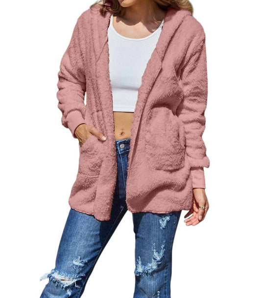 Double Take - Full Size Teddy Hooded Jacket with Pockets