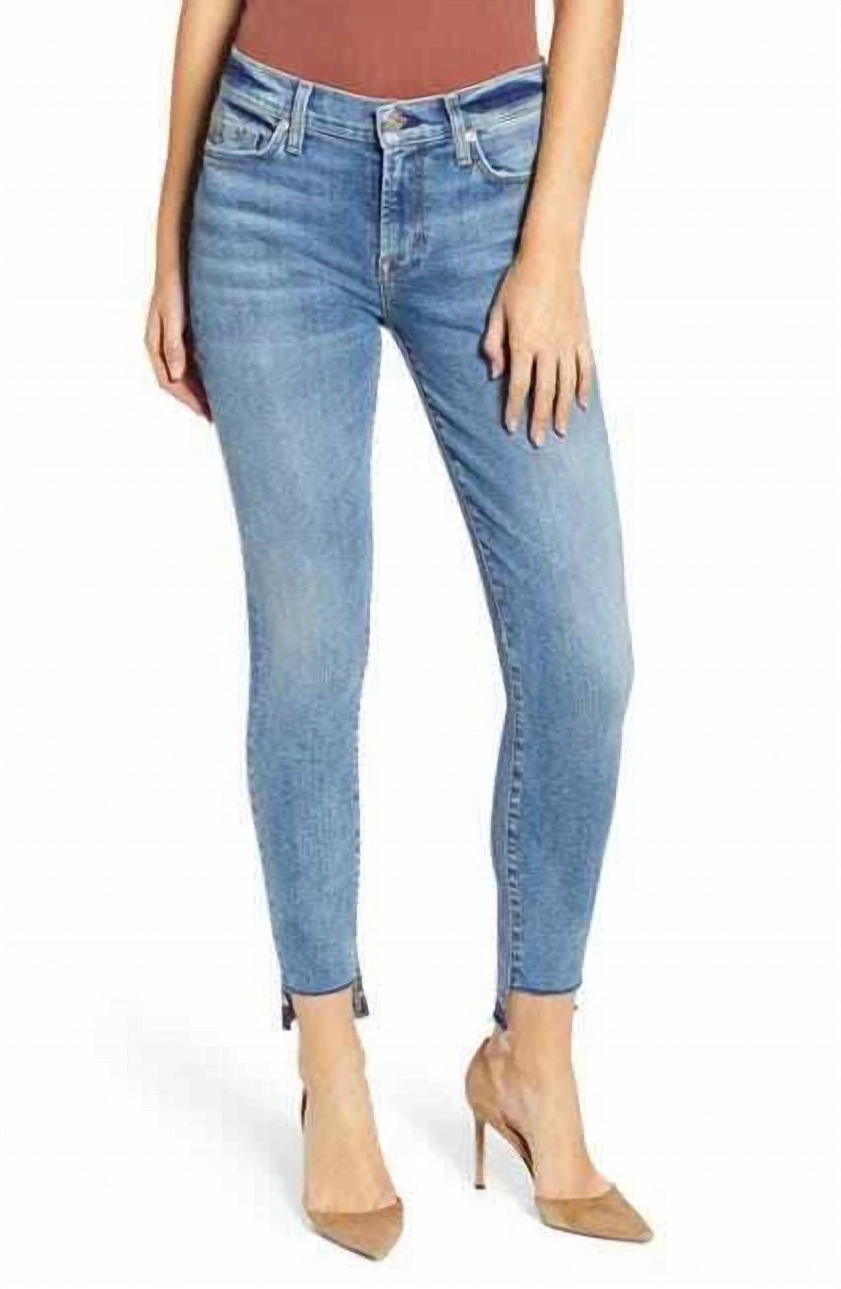 7 For All Mankind - The Ankle Super Skinny Step Raw Hem Denim Jeans