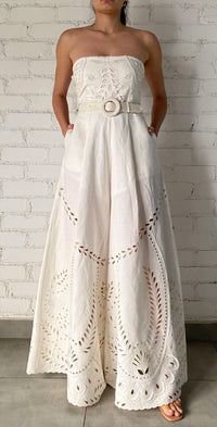 HEMANT & NANDITA Buckle Belt Runa Jumpsuit in off white - women's pants - alternate view