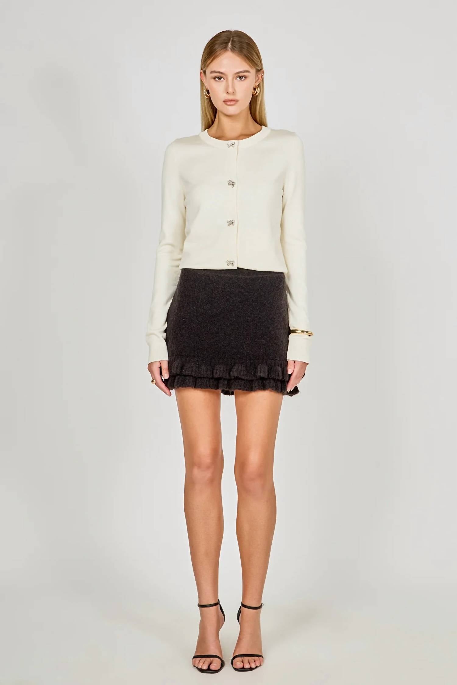 Endless Rose - Knit Ruffles Mini Skirt