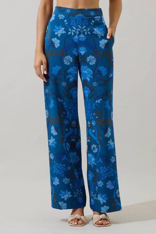 Sugarlips - Palmate Floral Pluma Wide Leg Pants