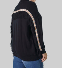 Minnie Rose - Cotton Cashmere Embroidered Fringe Hoodie - Plus
