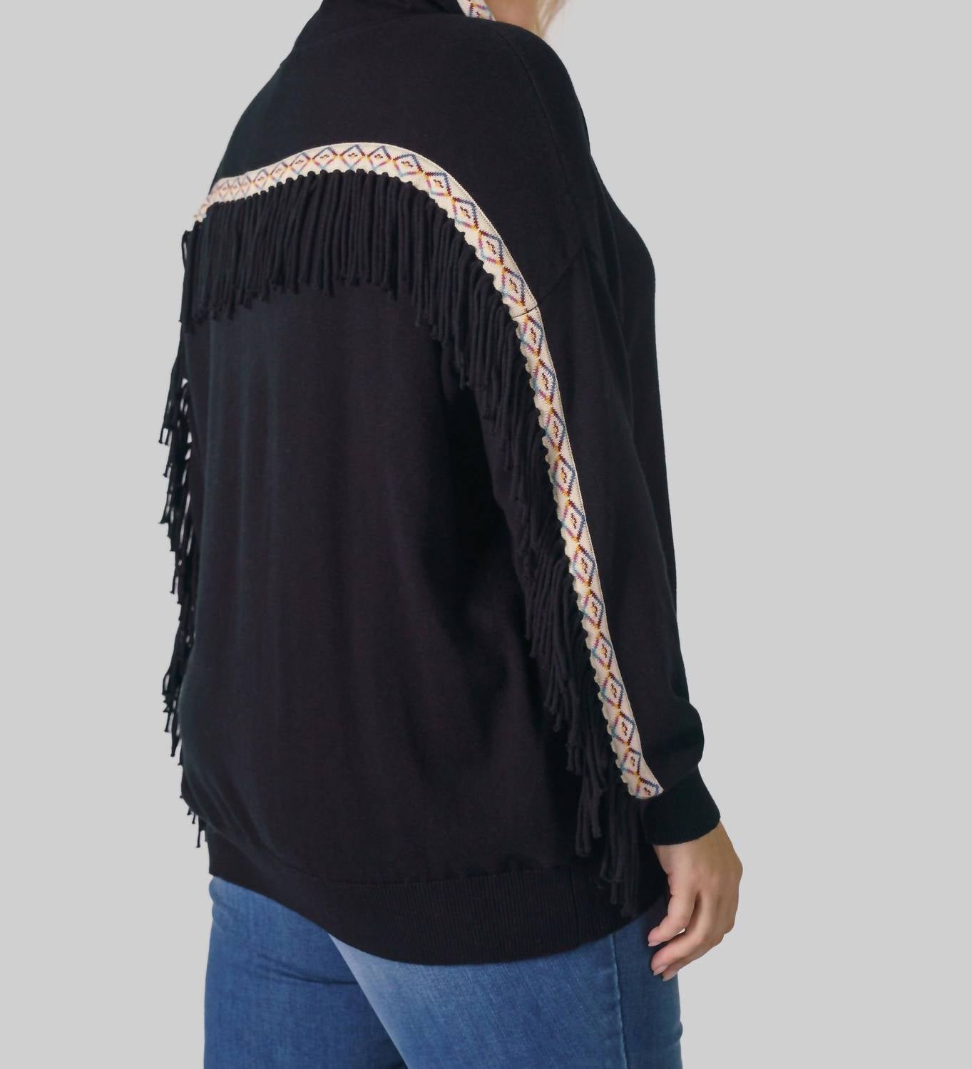 Minnie Rose - Cotton Cashmere Embroidered Fringe Hoodie - Plus