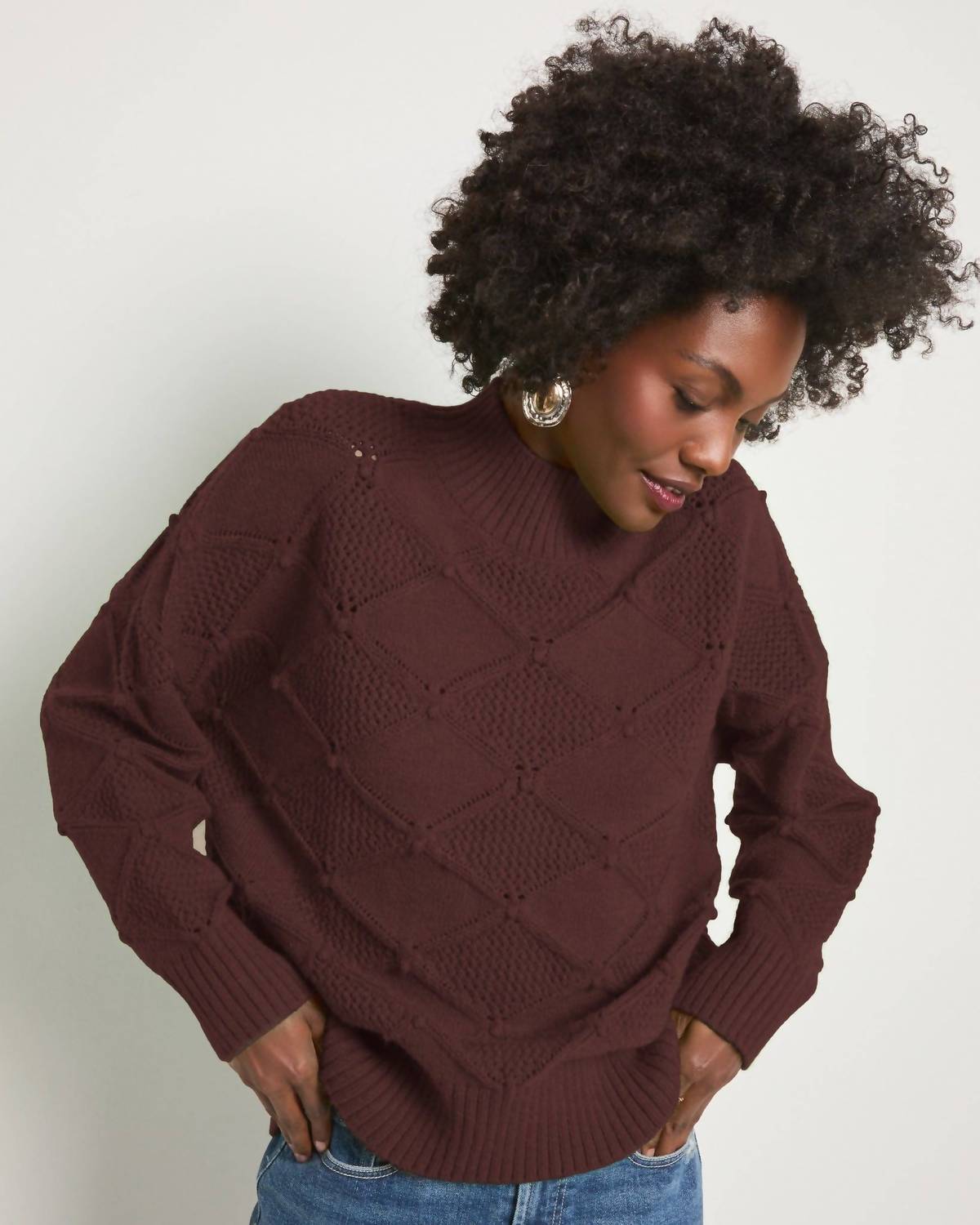 Seventy Eight and Sunny Countryside Long Sleeve Sweater in espresso - women's sweater