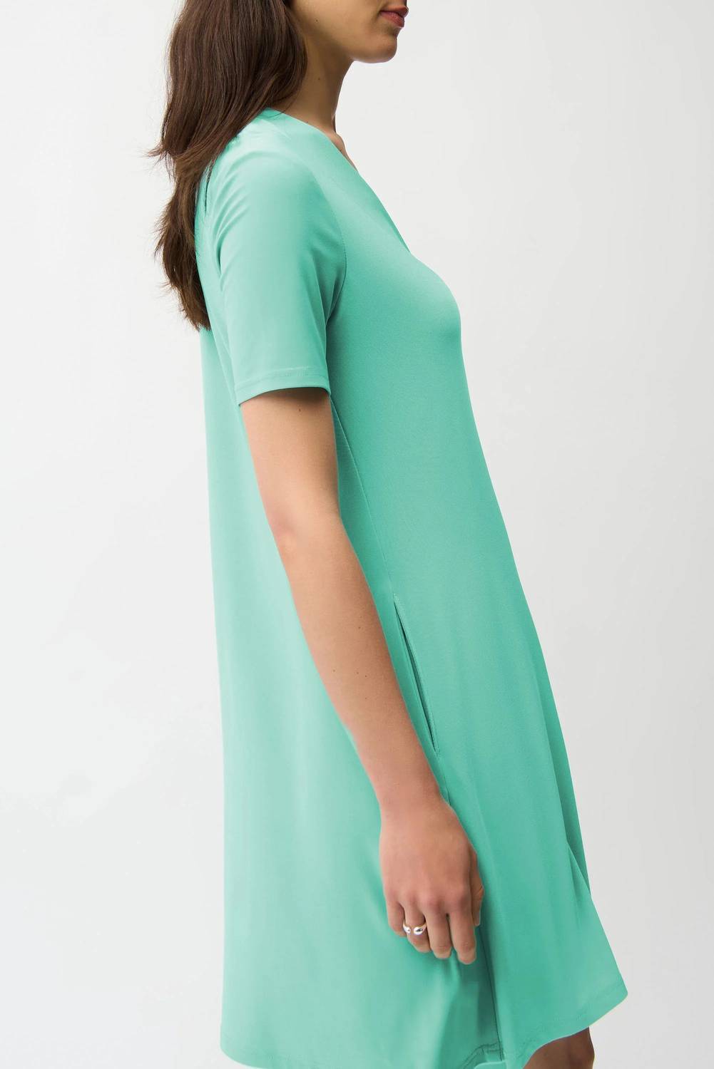 Joseph Ribkoff - V-neck Short Sleeves A-line Dress