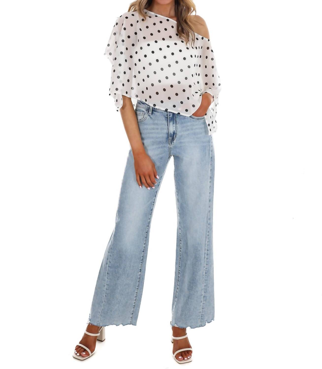Le Lis - Better Me For You Polka Dot Poncho Top