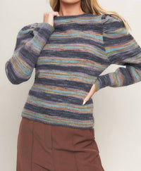 Flying Tomato - Stripe Puff Sweater