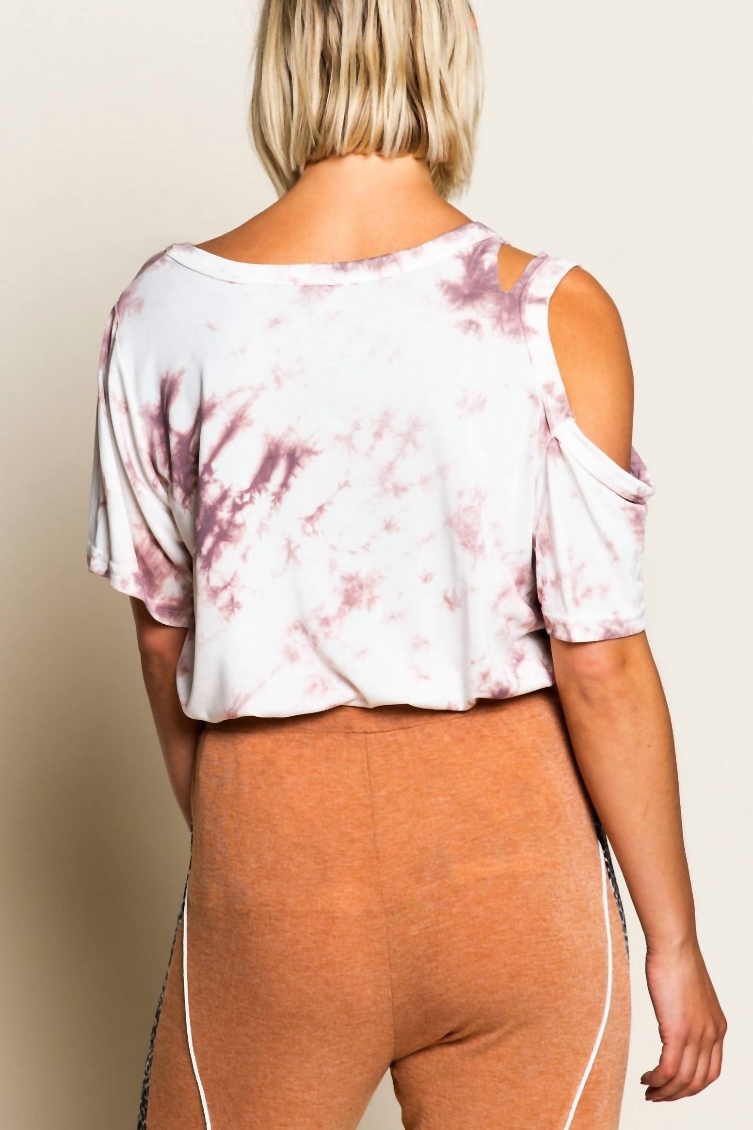 POL Splashes In Color Top in color top in berry - women's t-shirt - detail view