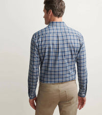 PETER MILLAR Performance Flannel Sport Shirt in blue haze - men's shirt - detail view