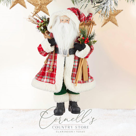 Raz Imports - Countryside Santa With Skis 19.75