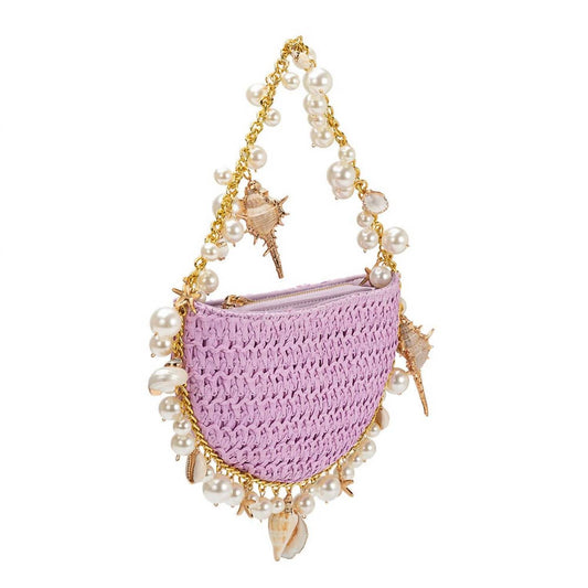 Melie Bianco - Women's Isla Small Shells Straw Top Handle Bag