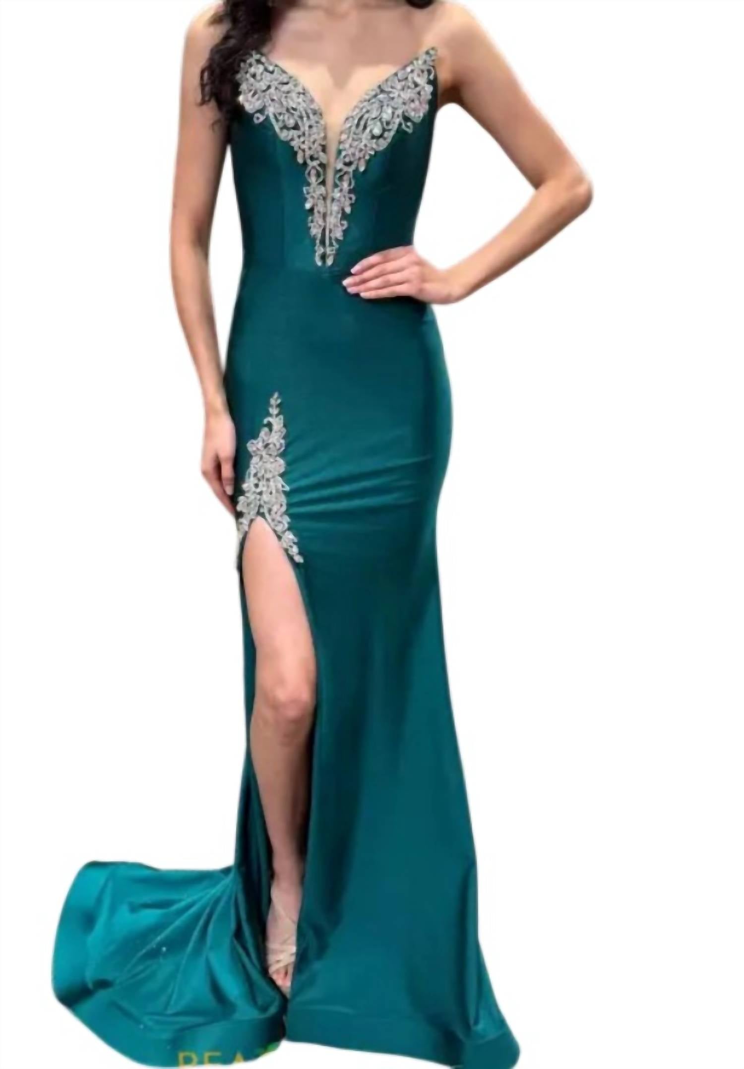 Portia&Scarlett - Jeweled V Neck Prom Dress