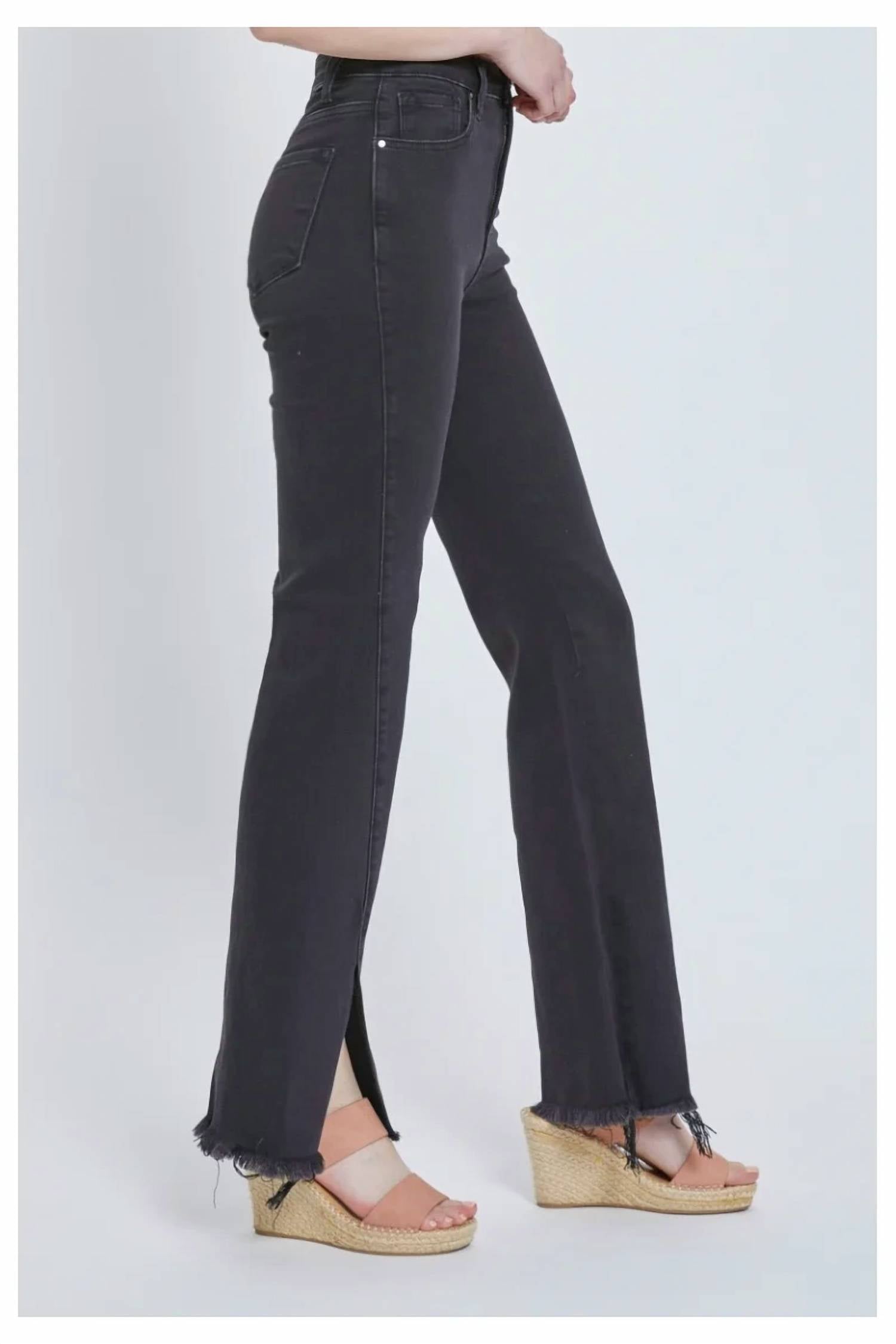 Risen - High Rise Front Slit Relaxed Straight Jeans