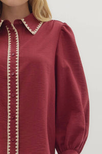 Entro - Long Sleeve Collared Top