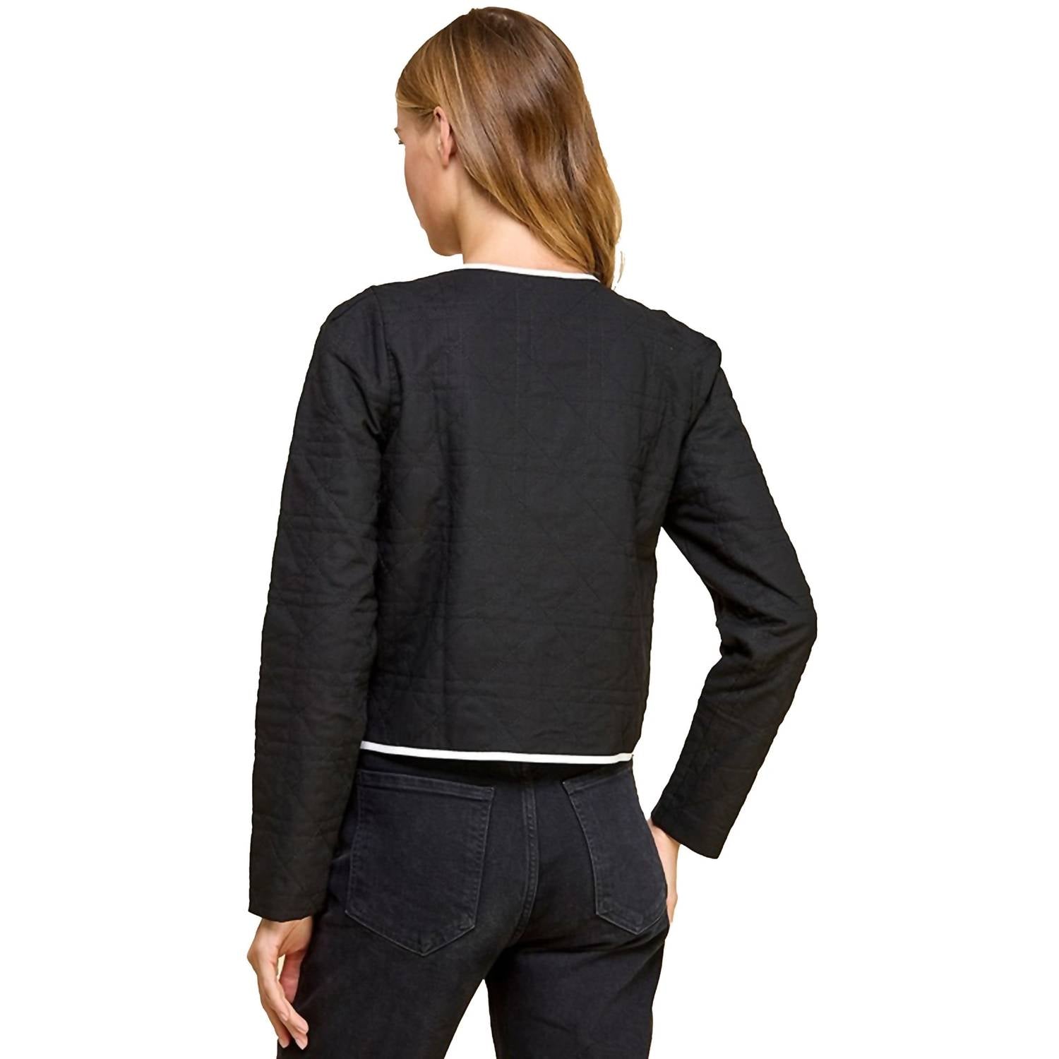 Tcec - Quilted Long Sleeve Accented Bow Jacket
