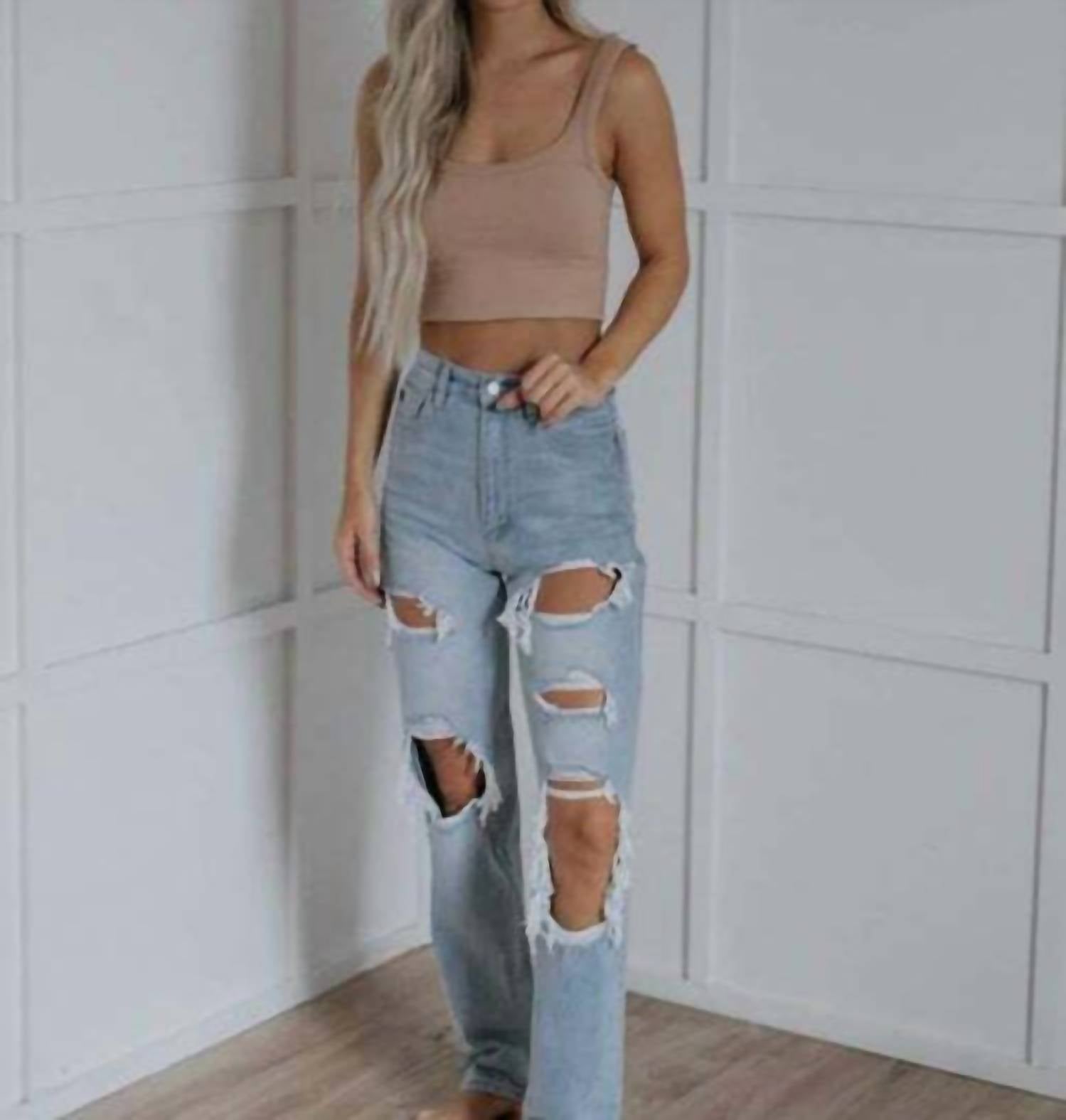 Calvin Klein - High Rise Distressed Jeans