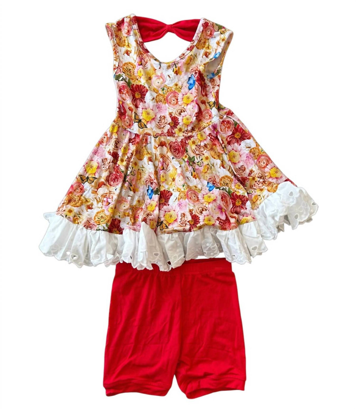 Laree + Co. - Girl's Charlotte Floral Bamboo Short Sleeve Tunic and Short Set