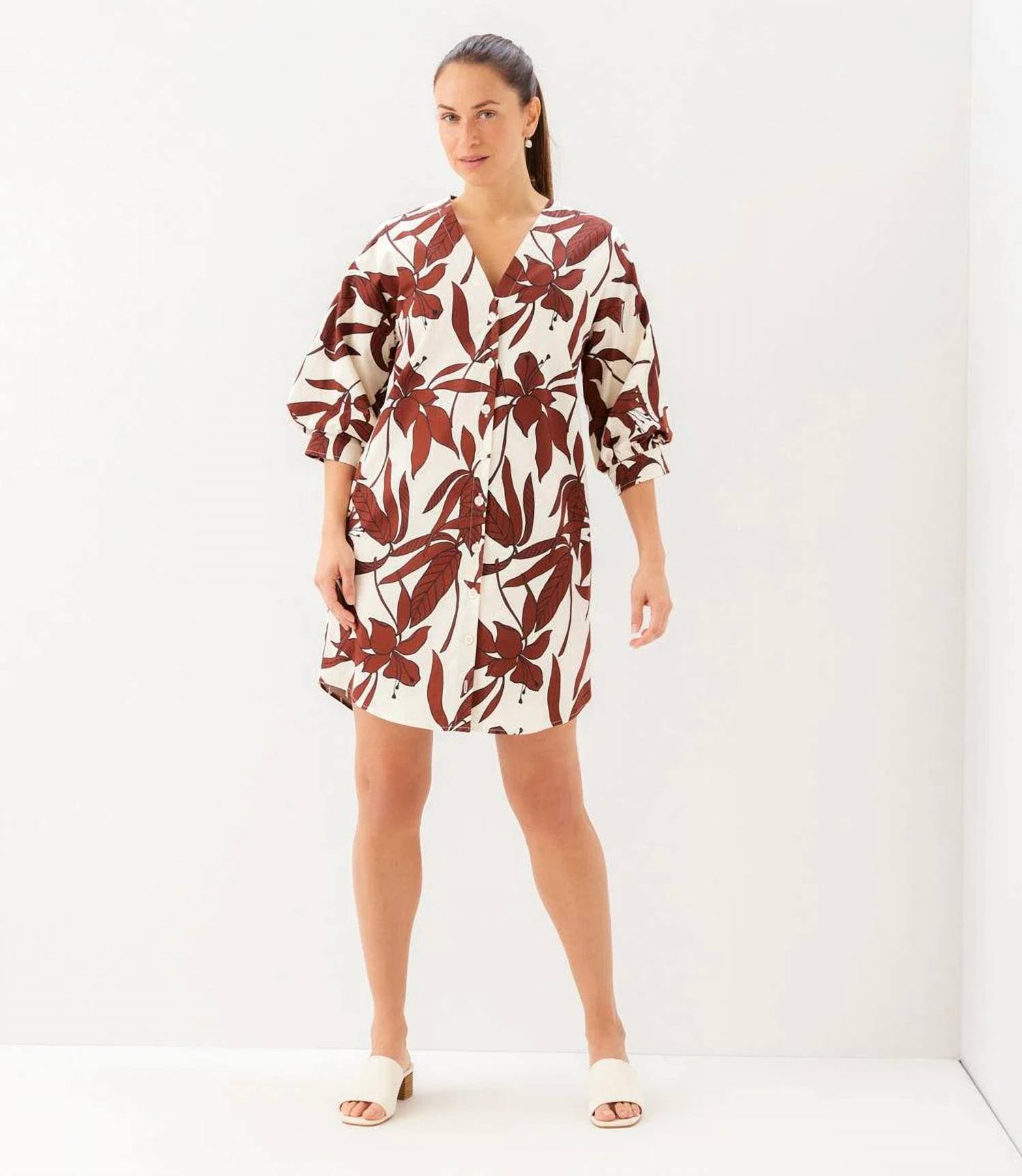 Karen Kane - Lantern Sleeve Button-Front Dress