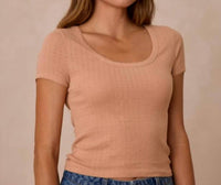 Rylee + Cru - Pointelle Scalloped Trim Tee