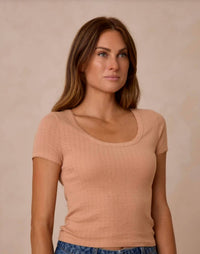 Rylee + Cru - Pointelle Scalloped Trim Tee