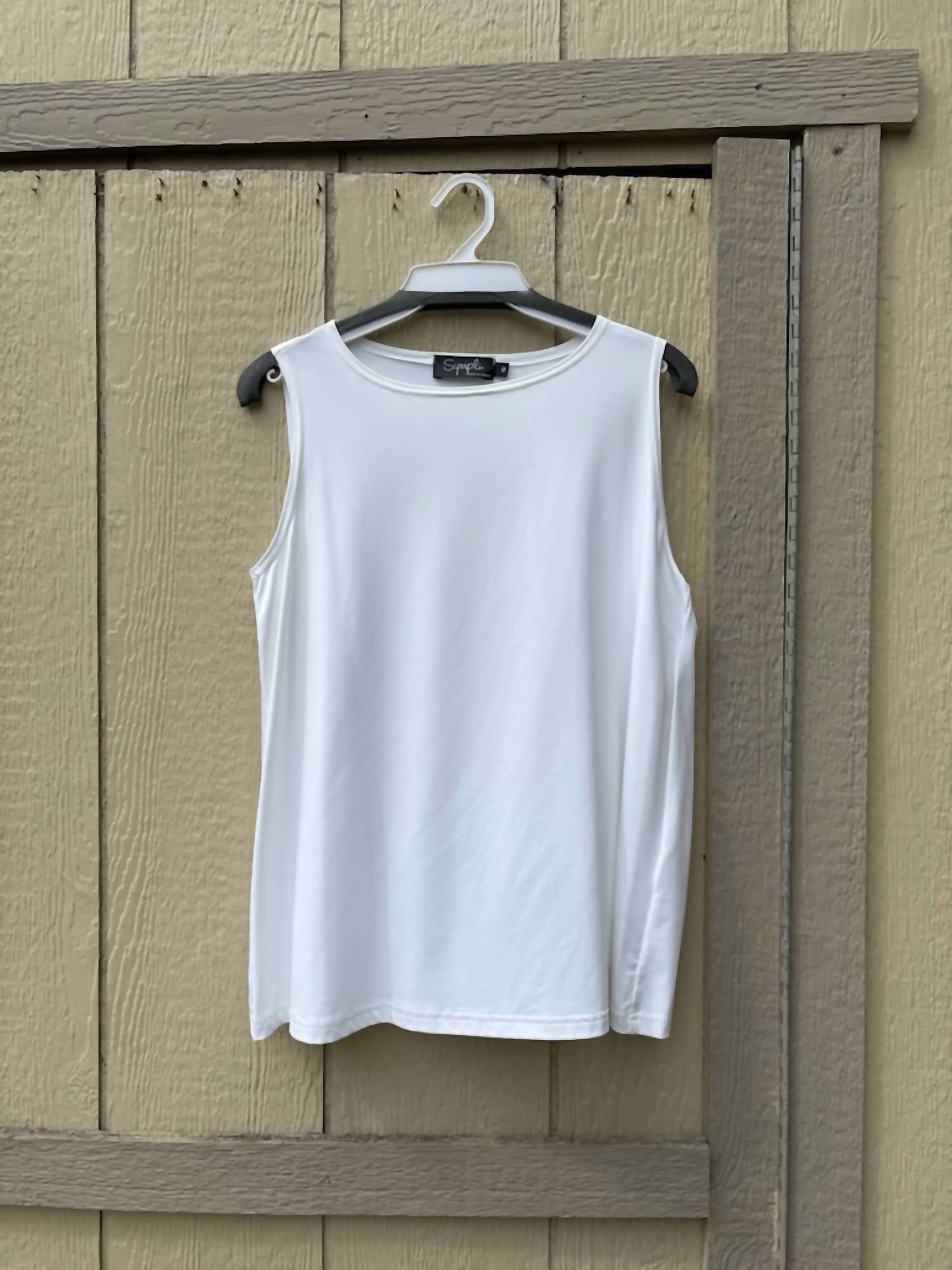 Sympli Women's Trapeze Tank Top in white - women's tank top