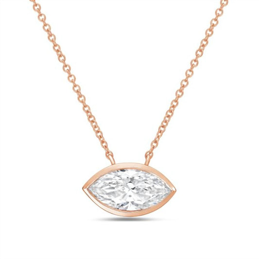 Diana M Jewels - 10.00 Ct Lab-grown Marquise East–west Bezel Diamond Pendant Necklace
