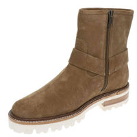 Frye Women's Olivia Harness Short Suede Comfort Boots in almond - women's shoe - detail view
