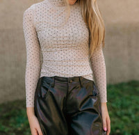 Skies Are Blue - Studs And The City Mesh Turtleneck Top