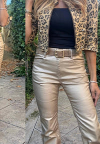 BEVY FLOG Novel Vegan Pant in beige gold - women's pants - detail view