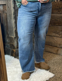 Risen - High Rise Straight Frayed Hem Crop Jeans - Plus