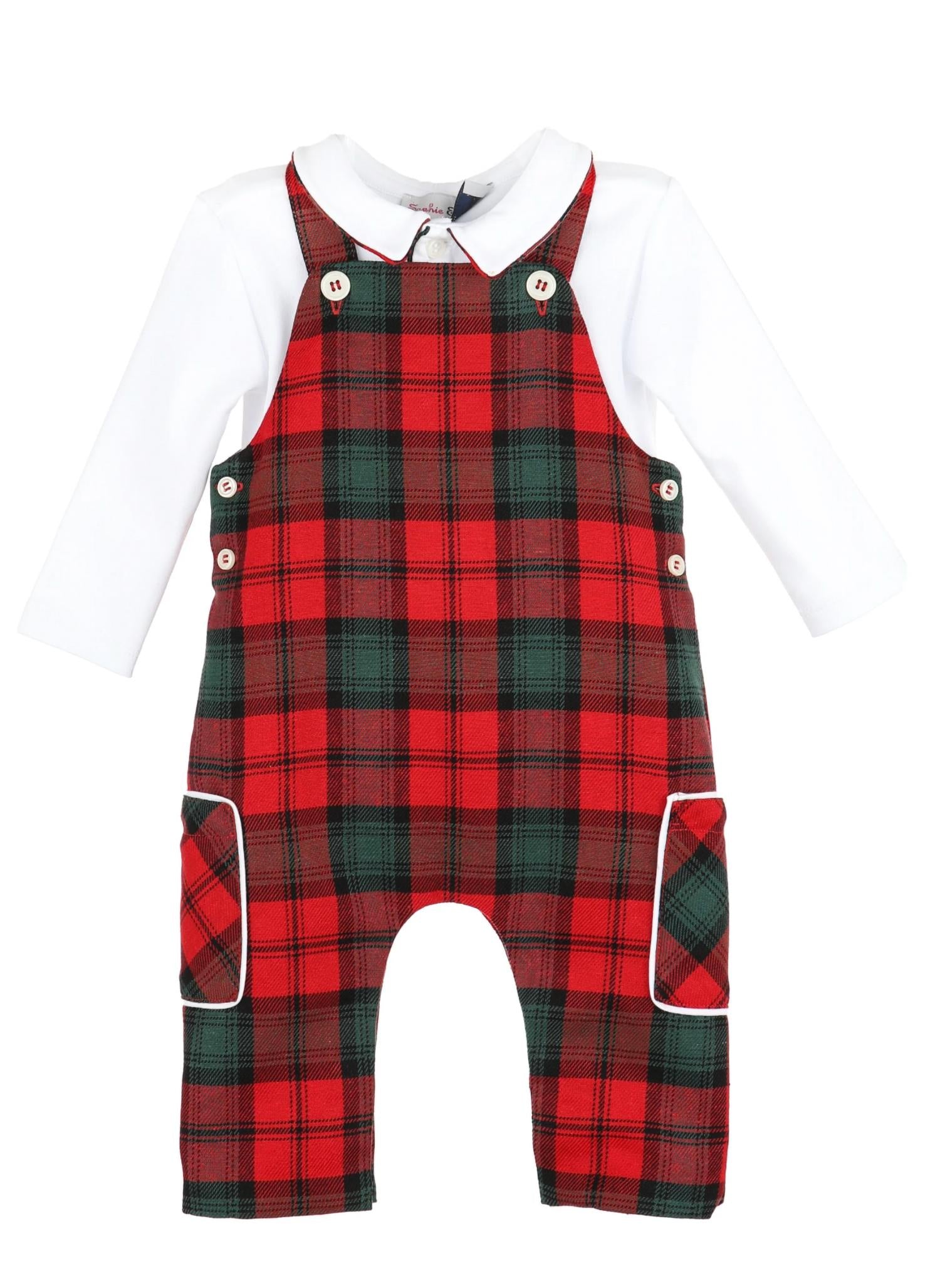Sophie & Lucas - Boys Tartan Tidings Overall Set
