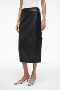 Staud - Roman Leather Wrap Skirt