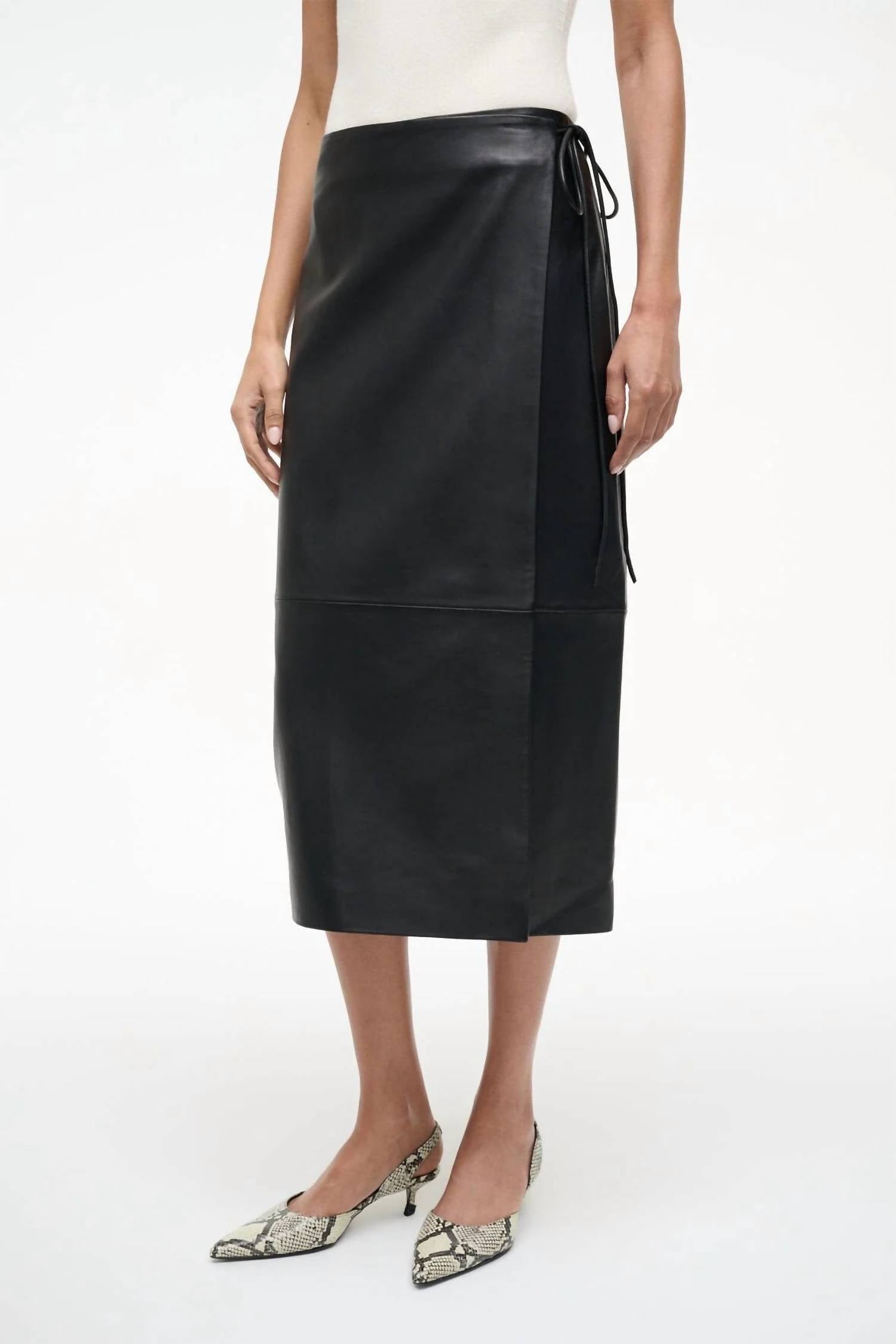Staud - Roman Leather Wrap Skirt