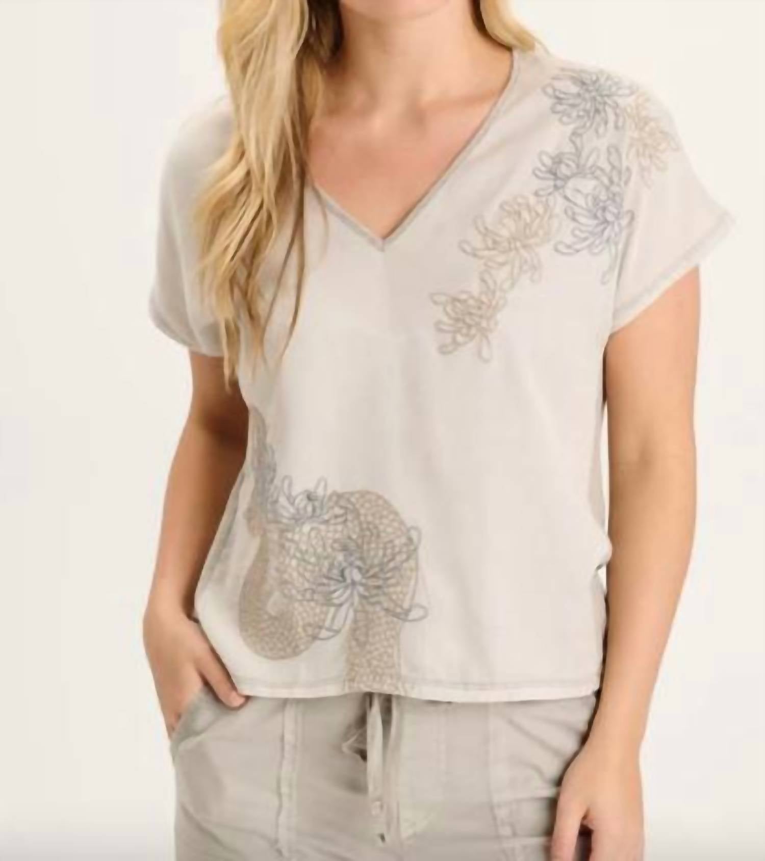 Xcvi - Jolina Embroidered V-neck Top