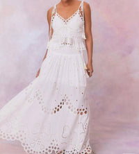 Loveshackfancy - Cassaro Eyelet Cotton Maxi Skirt